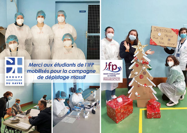Merci aux étudiants de l’Institut de Formation Paramédicales (IFP) Mary Thieullent mobilisés pour la campagne de dépistage massif au Havre.