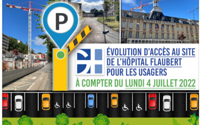 Évolution d’accès au site de l’Hôpital Flaubert pour les usagers, à compter du lundi 4 juillet 2022