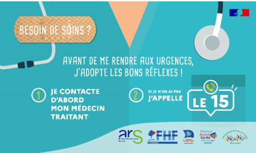 AYEZ LE BON RÉFLEXE, AVANT DE VOUS DÉPLACER AUX URGENCES, APPELEZ !