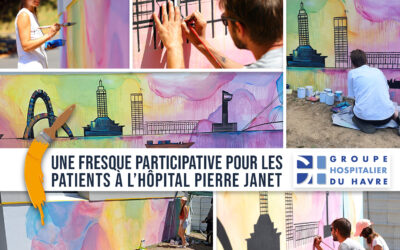 Fresque participative des artistes Lia DESPAS et Benjy CHAPON au sein de l’hôpital Pierre Janet