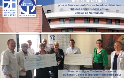 Remise de chèques pour le financement d’un matériel de détection fine des cancers de la vessie, unique en Normandie