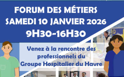 📢Le Groupe Hospitalier du Havre est heureux de vous annoncer la tenue de son Forum des métiers de la Santé, le samedi 10 janvier 2026🗓️ dans le hall Nord de l’hôpital Jacques Monod à Montivilliers🏥.