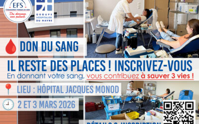 🩸[ DON DU SANG à l’hôpital Jacques Monod – Il reste des places ! En donnant votre sang, vous contribuez à sauver 3 vies. Inscription rapide en ligne]